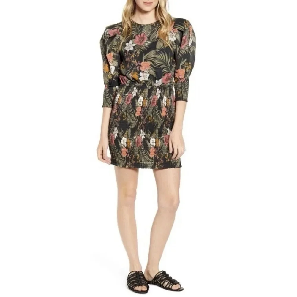 Rebecca Minkoff Geneva Dress Smocked Floral Print Dress. Sz XL